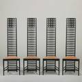 Charles rennie mackintoshcassinaset of four hill house chairs italy 1984ebonized ash and silk velvetall stamped55 12 x 16 x 14