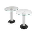 Kaiser newmanpair of side tables philadelphia pa 1990saluminum glass and porcelainunmarkedeach 19 x 20 dia