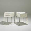 Contemporarypair of nightstands ca 2000lacquered wood and chromed steelunmarkedeach 24 x 17 x 18
