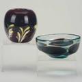 Dominick labinotwo glass vessels pulled feather vase 1972 and globular bowl 1969signed and datedvase 4 34