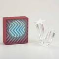 Mary kay simonisimoni glassworkssteubenlaminated glass opart sculpture from whole series by simoni together with steuben star stream sculptureboth signedsimoni 5 x 4 12 x 2