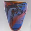 Wes huntingcolorfield series glass vase with cased and applied decoration usa ca1990signed14 x 11 12 x 10