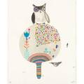 Rebecca raney american b 1980watercolor ink and collage on paperone big owl 5 2005 framed13 78 x 11