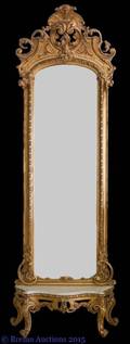 Gilt Rococo Pier Mirror On Marble Top Console