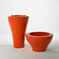 R dordoniserralungatwo architectural planters italy ca 2000cast and enameled resinmarked larger 40 x 26 dia