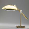 Dazoradjustablearm table lamp 1950sbrass enameled and anodized aluminum chromed metalunmarkedas shown 18 x 26 x 7 dia