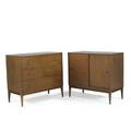 Paul mccobbwinchendonplanner group twodoor cabinet and dresser usa 1950sstained birch and brass each 33 12 x 36 x 18