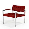 Milo baughmanthayer cogginlounge chair 1970tufted upholstery and chromed steel unmarked29 x 28 12 x 26