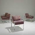 Milo baughnanthayer cogginset of four lounge chairs high point nc 1960schromed steel and upholsterypaper labelseach 29 34 x 25 12 x 28 12