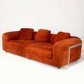 Milo baughman attrpair of threeseat sofas lenoir nc 1970schromed steel suedefabric labels27 x 88 x 41 12