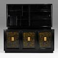James montcabinet new york 1960slacquered and gilt wood leather glassunmarked70 14 x 72 x 18 14