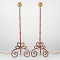 Frenchpair of patinated iron table lamps 1940sunmarked27 12 x 8 dia