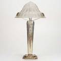 French art decotable lamp ca1930sfrosted glass and nickelplated brassunmarked22 12 x 11 12 dia