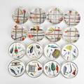 Piero fornasettifive coaster sets italy ca1960all marked fornasetti milano made in italyeach 4 dia