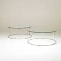 Milo baughman attrdesign institute americapair low tables usa 1980schromed steel and glassunmarkedeach 18 x 41 12 dia