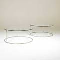 Milo baughman attrdesign institute americapair low tables usa 1980schromed steel and glassunmarkedeach 18 x 41 12 dia