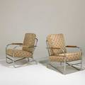 Art decopair of lounge chairs usa ca 1930chromed and shaped tubular steel birch and upholsteryunmarkedeach 37 x 24 x 32