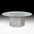Paul evanscityscape dining table usa 1970schromed steel glasssigned28 34 x 78 dia