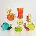 Antonio da ros attrcenedesesix glass pieces two snails bird on apple frog vase and bowlunmarkedvase 10