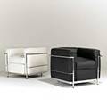 Style of le corbusierpair of club chairs ca 2000chromed steel and leatherunmarkedeach 26 12 x 35 12 x 29