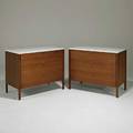 Florence knollknoll internationaltwo chests of drawers usa 1970swalnut chromed steel and laminateunmarkedeach 29 12 x 36 x 19 12