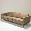 Florence knollknoll associatesthreeseat sofa usa 1960sbronze patinated metal and upholsteryunmarked28 x 90 x 35