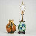 Charles lottonmulti flora glass vase and table lamp 1974signed and datedvase 8 34 x 6 12 dia
