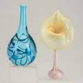 Charles lottontwo glass vessels pulled feather jack in the pulpit vase and bottle shaped vase with vines 1974signed and datedtallest 11 34