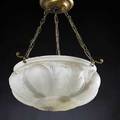 Classical chandelierfrosted glass dome and metal fittings usa 1920sunmarked25 x 18 dia