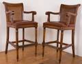 Cane Back  Leather Barstools Pair