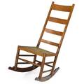 Country furnitureladderback rocker tiger maple rush and ironunmarked39 x 18 x 27