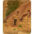 Hamilton hamilton american 1847  1928watercolor of stone cottage framedsigned11 x 9 sight