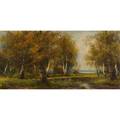 Landscape paintingoil on canvassigned metkein an ornate frame24 x 48 18