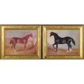 Two equestrian printson board similarly framed13 58 x 15 78