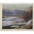 Melville f stark american 19041987pastel on paper of a winter landscape framedsigned9 58 x 12 sight