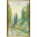 Robert atkinson fox american 18601935chromolithograph poster of a garden by the road framedsigned in the print32 x 20 sight