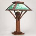Wb brown coarts  crafts table lamp ca1910oak and slag glassunmarkedoverall 24 x 15 sq