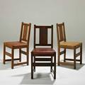 L  j g stickleythree side chairs  1356oak and leatherbrandedeach 34 12 x 16 12 x 17