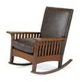 L  j g stickleyslatarm rocker 783oak leather and brass tacksunmarked37 x 29 12 x 32