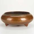 Roycroftlarge and hammered copper footed bowl marked5 x 13 12 dia
