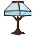 Prairie styletable lamp ca 1910smahogany textured slag glassunmarked28 x 17 sq