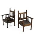 Arts and craftspair of childs chairsoak and leatherunmarkedeach 28 x 18 x 17