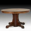 Gustav stickleydining table eastwood ny ca 1912complete with four original leavespaper label28 x 48 dia