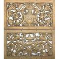 Two bronze panels both with reticulated center panel and bird and vine relief decoration early 20th c framed 9 34 x 17 14