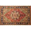 Agra serapi oriental rug red central medallion all over floral design 20th c 73 x 108
