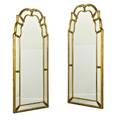 Pair of gilded hall mirrors beveled glass panels mid 20th c 64 x 26