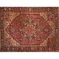 Heriz room size oriental rug red center medallion all over floral design 20th c 161 x 122