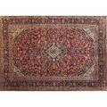 Persian kashan oriental rug red center medallion all over floral design 20th c 111 x 151