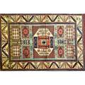 Caucasian oriental rug all over geometric design on ivory ground 20th c 86 x 57