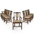 Set of ten henkel harris dining chairs two arm and eight side in the chippendale style mahogany frames upholstered slip seats 20th c armchair 39 x 22 x 22 12